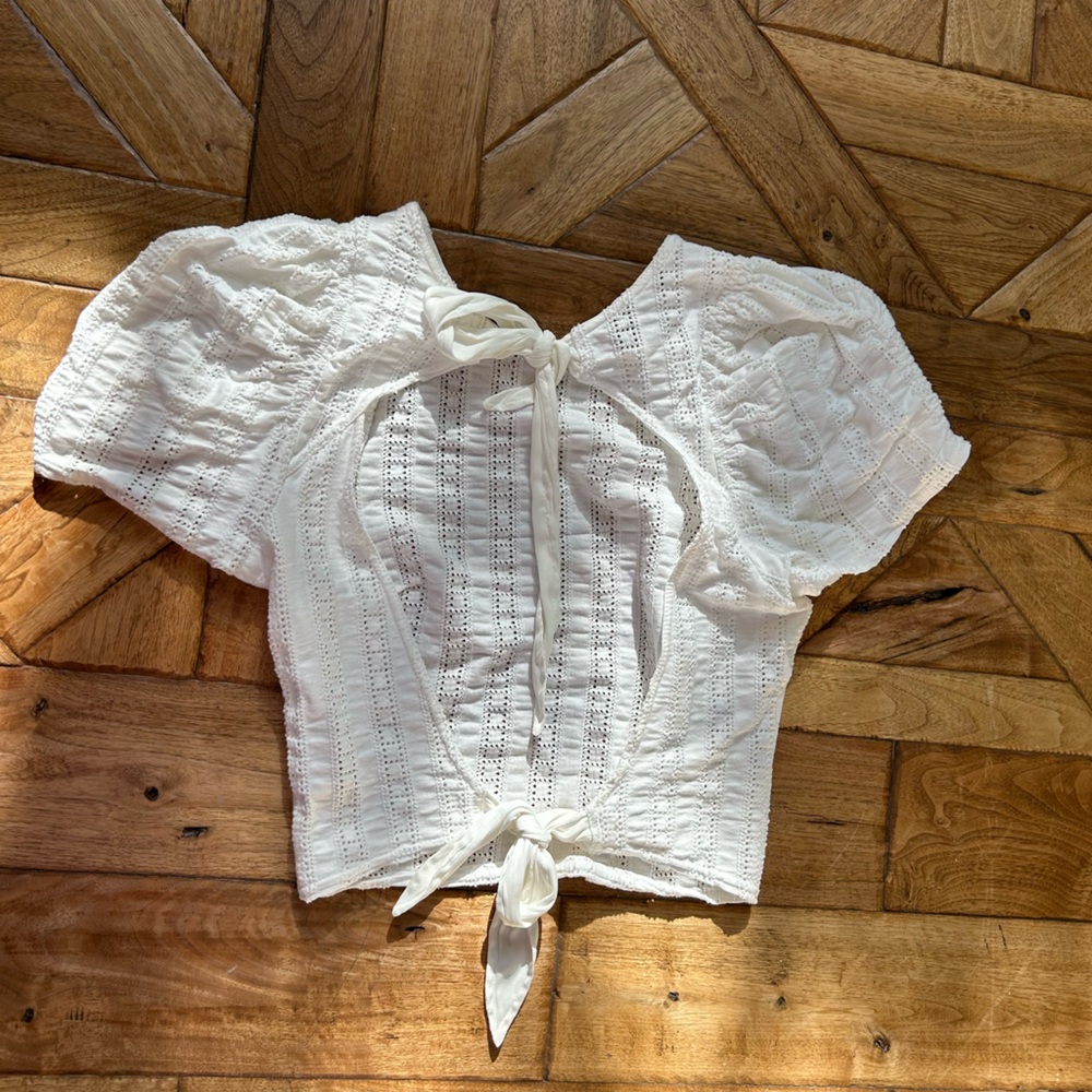 FP Movement by Free People SMALL White Textured Blouse